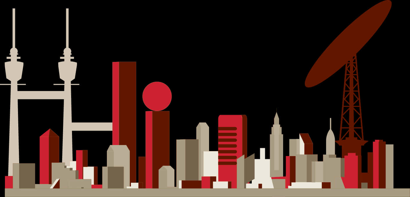 Abstract City Silhouette PNG with transparent background