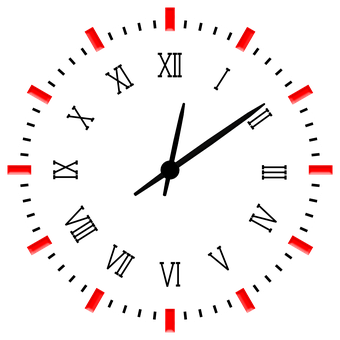 Abstract Clock Face Red Markers PNG with transparent background