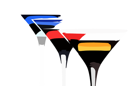 Abstract Cocktail Glasses Art PNG with transparent background
