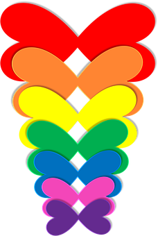 Abstract Colorful Heart Shapes PNG with transparent background