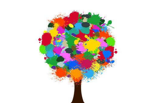 Abstract Colorful Splatter Tree PNG with transparent background