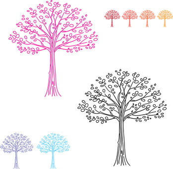 Abstract Colorful Trees Vector PNG with transparent background