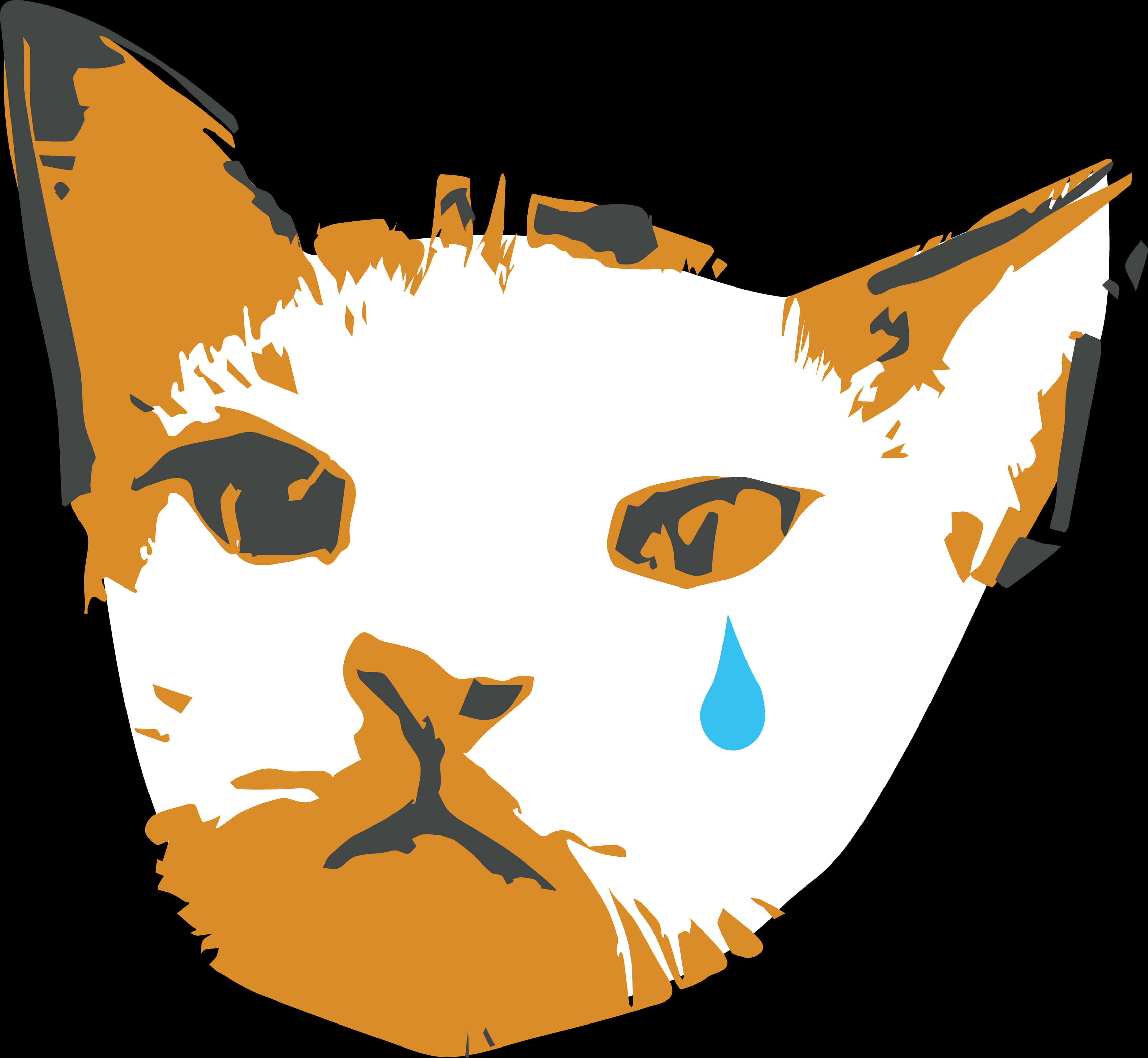 Abstract Crying Cat Graffiti Art PNG with transparent background