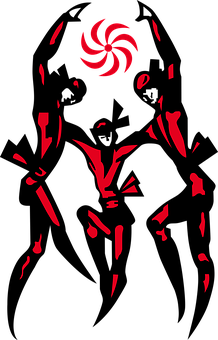Abstract Dancer Silhouette Red Black PNG with transparent background