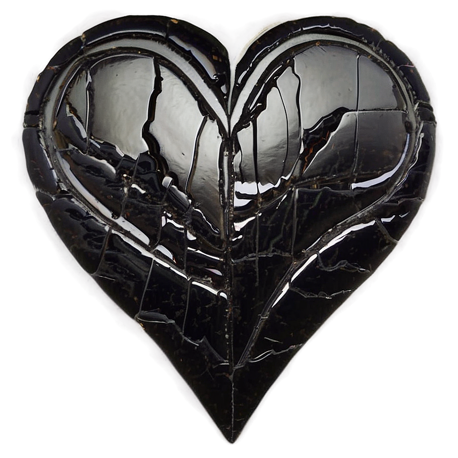 Abstract Expressionist Black Broken Heart Png 70