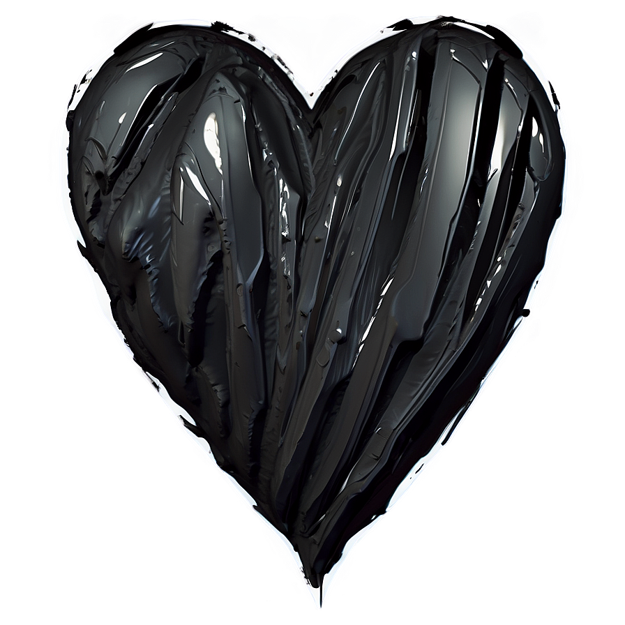 Abstract Expressionist Black Broken Heart Png Fam33