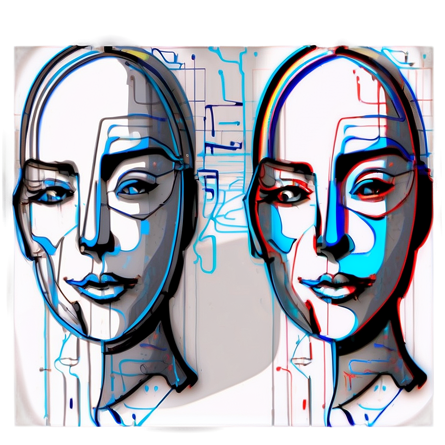 Abstract Facial Line Art