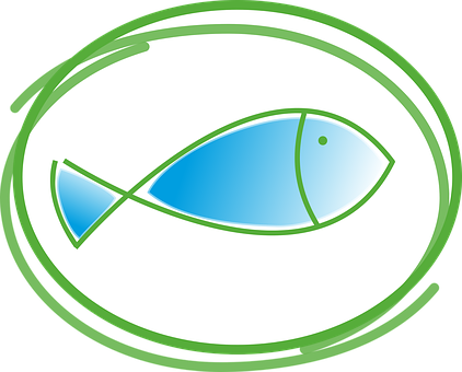 Abstract Fish Icon Green Blue