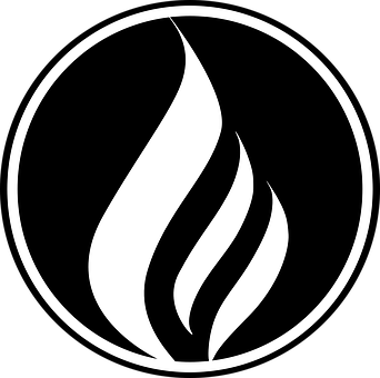 Abstract Flame Symbol Blackand White PNG with transparent background