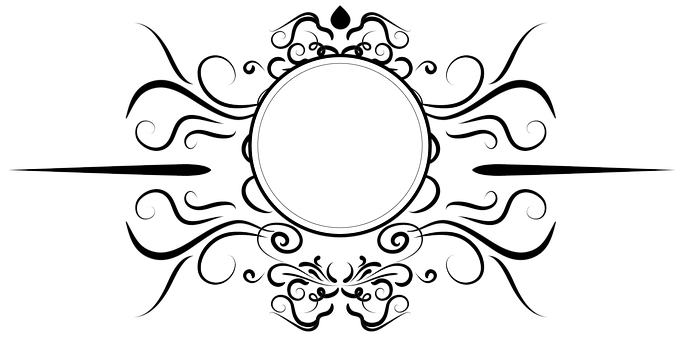 Abstract Floral Frame Blackand White PNG with transparent background
