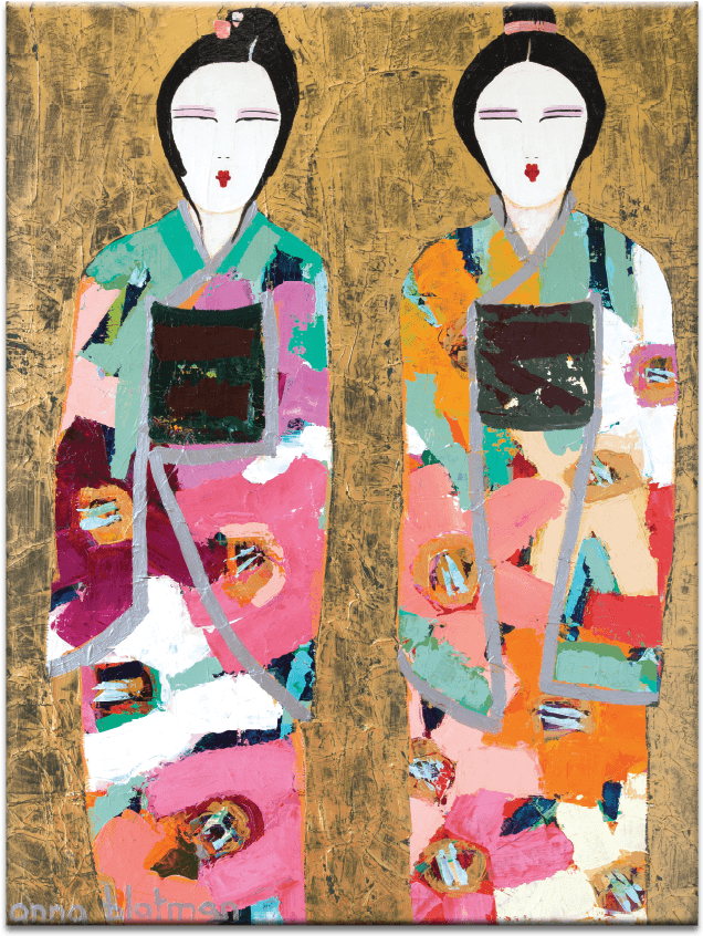 Abstract Geisha Artwork PNG with transparent background