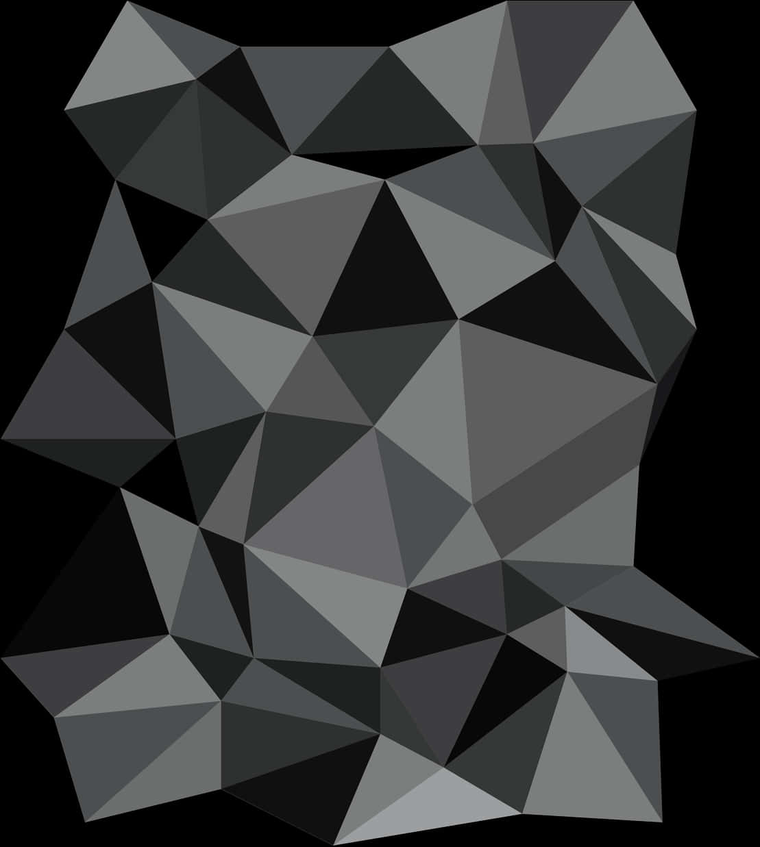 Abstract Geometric Black Gray Polygon Background PNG with transparent background