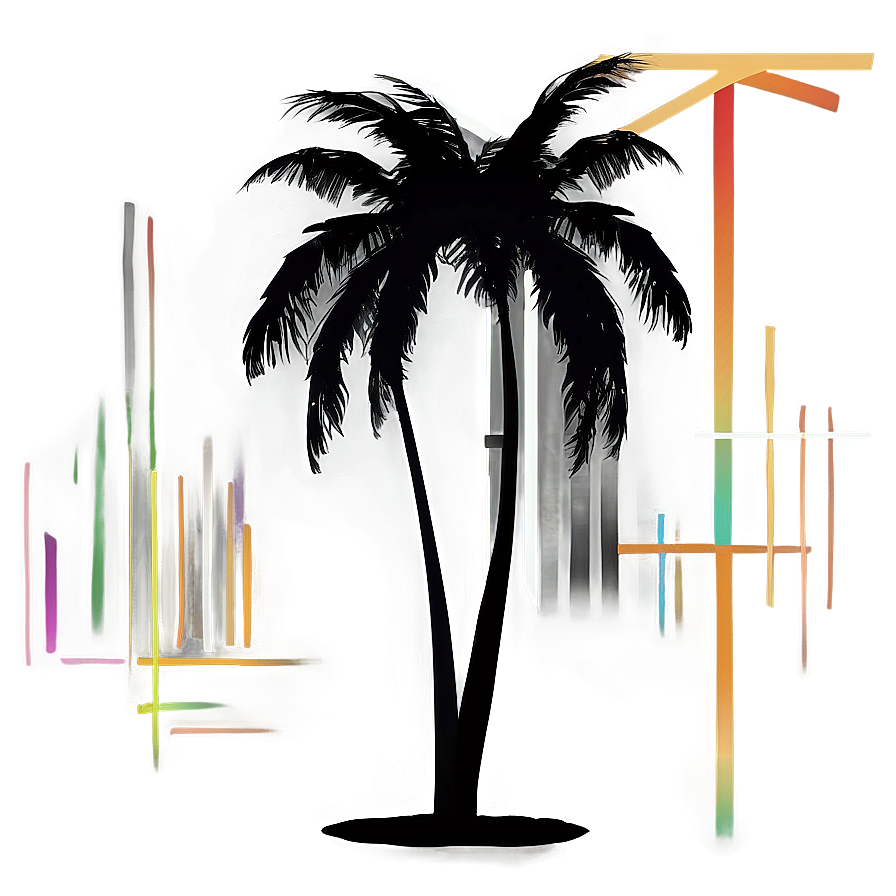 Abstract Geometric Black Palm Tree Png Sie