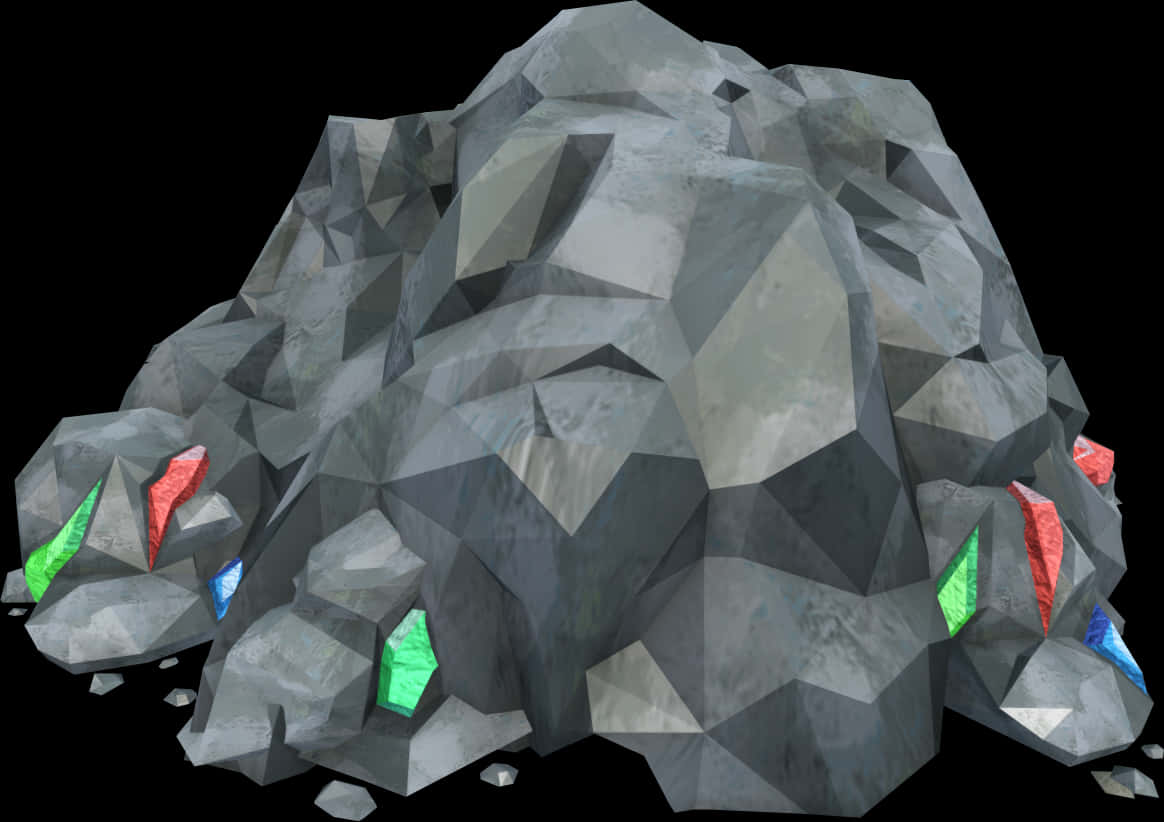 Abstract Geometric Rock Formation PNG with transparent background
