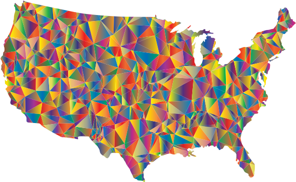 Blended Colorful Low Poly America Usa Map, HD Png Download PNG image with a transparent background, free high-resolution download