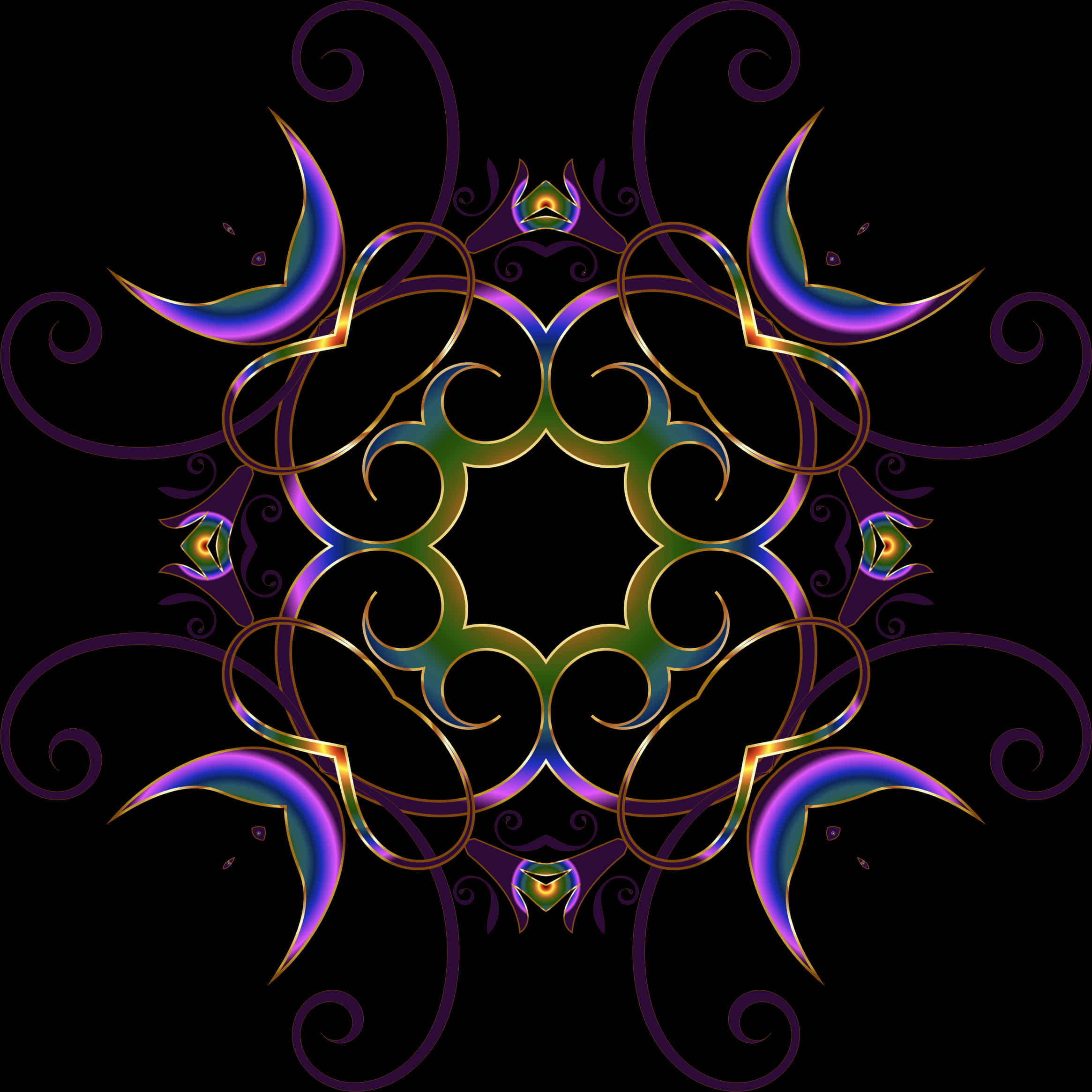 Abstract Golden Swirls Pattern PNG with transparent background