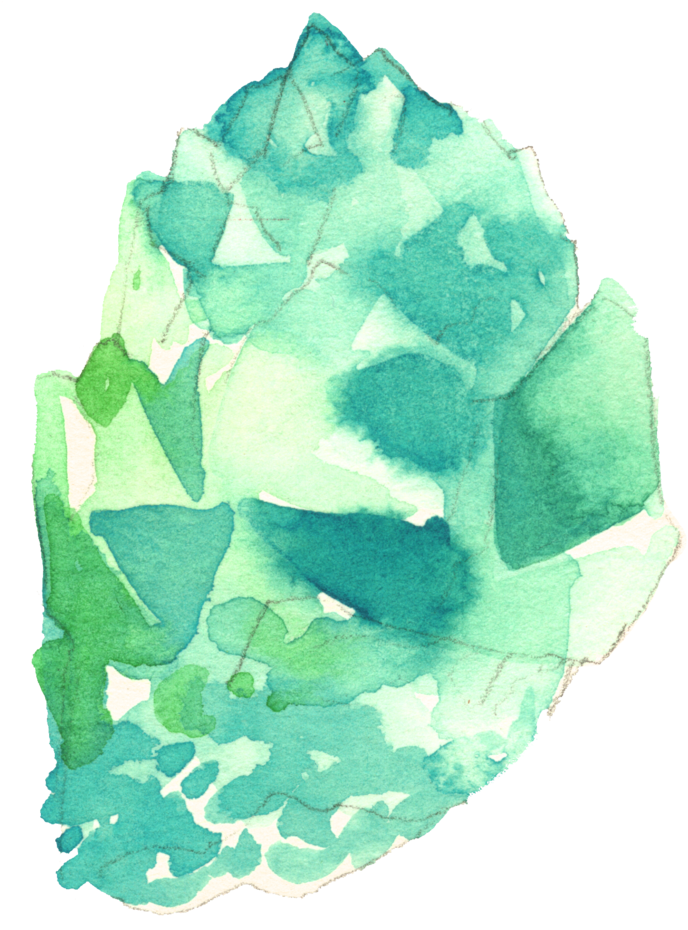 Abstract Green Crystal Watercolor