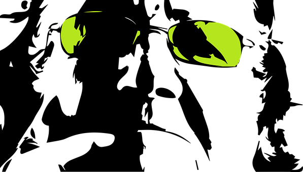 Abstract Green Eye Shapeson Black Background PNG with transparent background