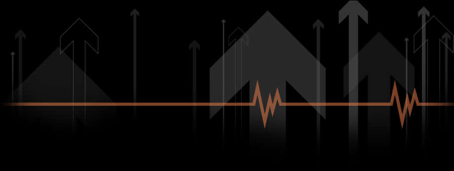Abstract Heartbeat Graphwith Arrows PNG with transparent background