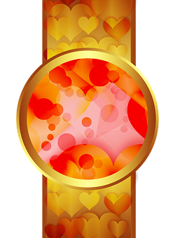 Abstract Hearts Clock Face PNG with transparent background