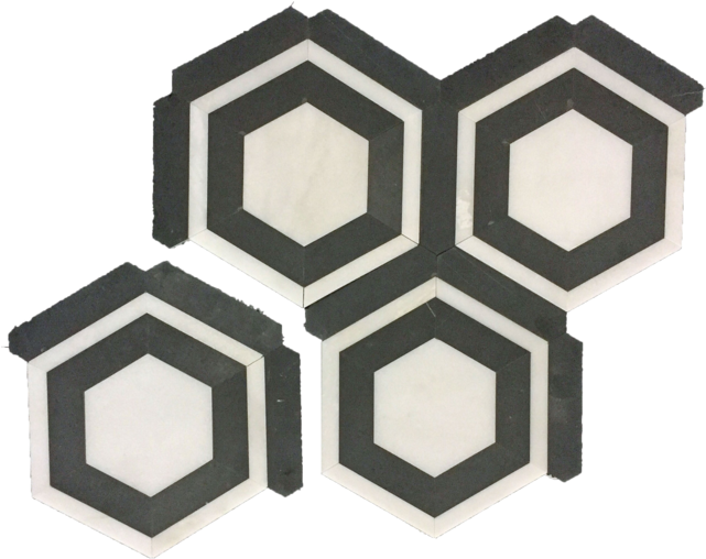 White Absolute Honeycomb With China Black Mosaic Honed - Floor, HD Png Download PNG with transparent background