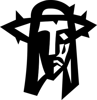 Abstract Jesus Portrait Blackand White PNG with transparent background