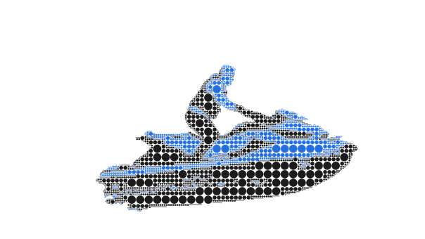 Abstract Jet Ski Racer Digital Art PNG with transparent background