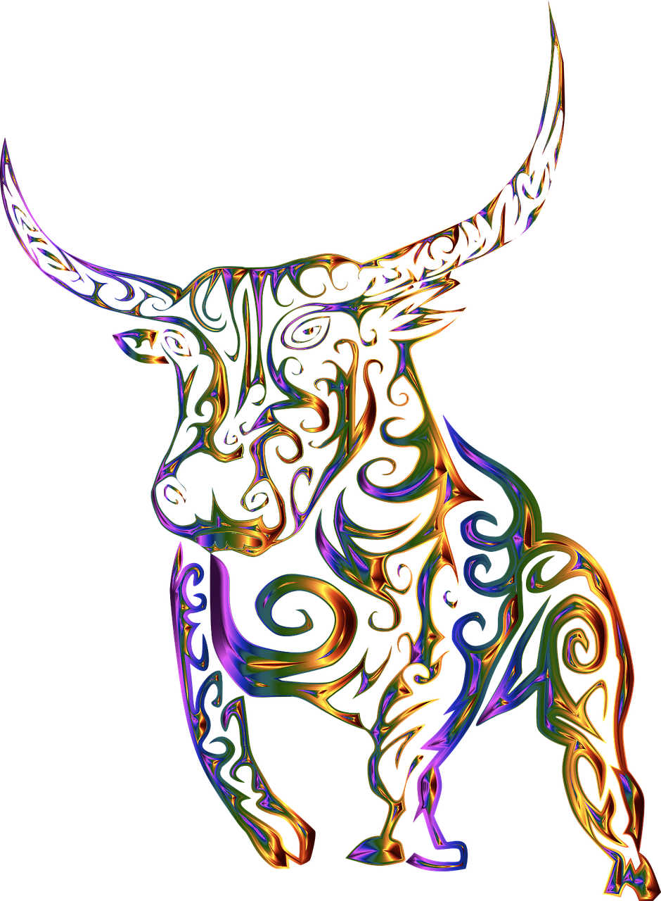 Abstract Metallic Bull Artwork