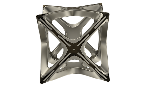 Abstract Metallic Cube Sculpture PNG with transparent background
