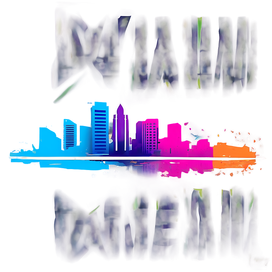 Abstract Miami Skyline Art Png 4