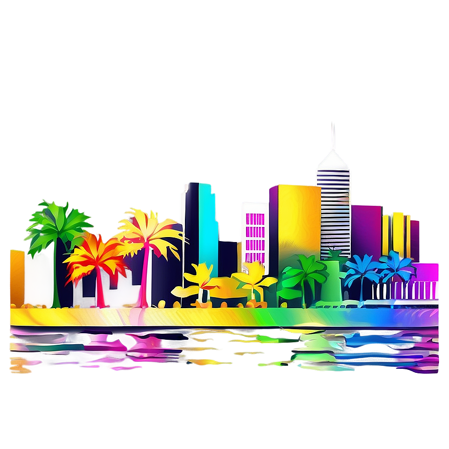 Abstract Miami Skyline Art Png Qnd18