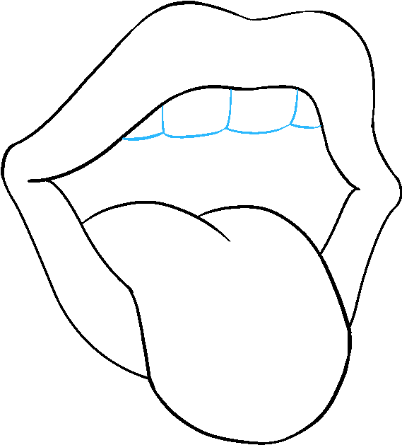 How To Draw Mouth And Tongue - Tongue Sticking Out Drawing, HD Png Download PNG with transparent background