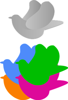 Abstract Multicolored Pigeon Vector PNG with transparent background
