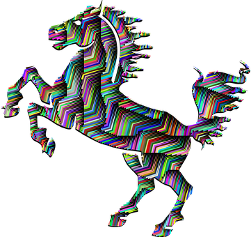 Abstract Neon Horse Art PNG with transparent background