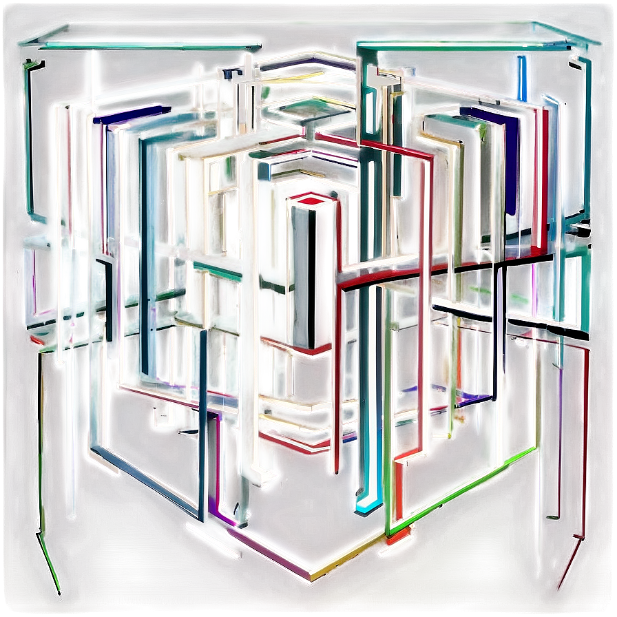 Abstract Neon Line Maze Art