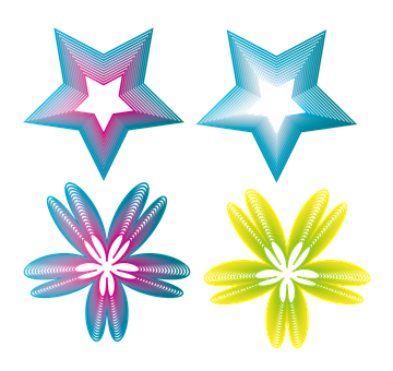 Abstract Neon Star Illustrations PNG with transparent background