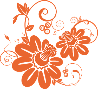 Abstract_ Orange_ Floral_ Artwork PNG with transparent background