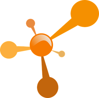 Abstract Orange Molecule Illustration PNG with transparent background