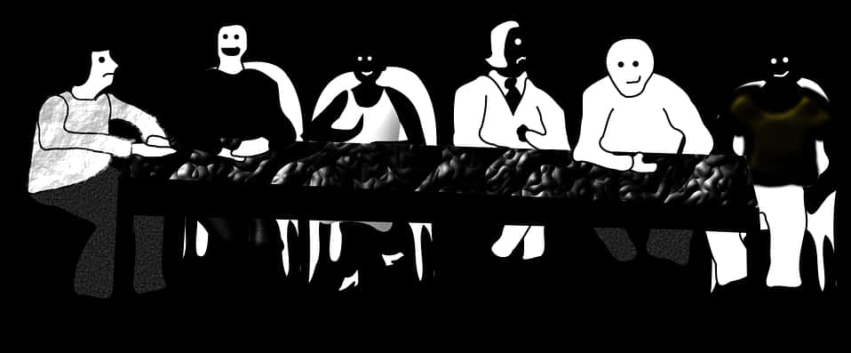 Abstract People Playing Foosball Silhouette