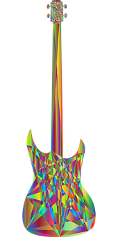 Abstract Prismatic Guitar Art PNG with transparent background