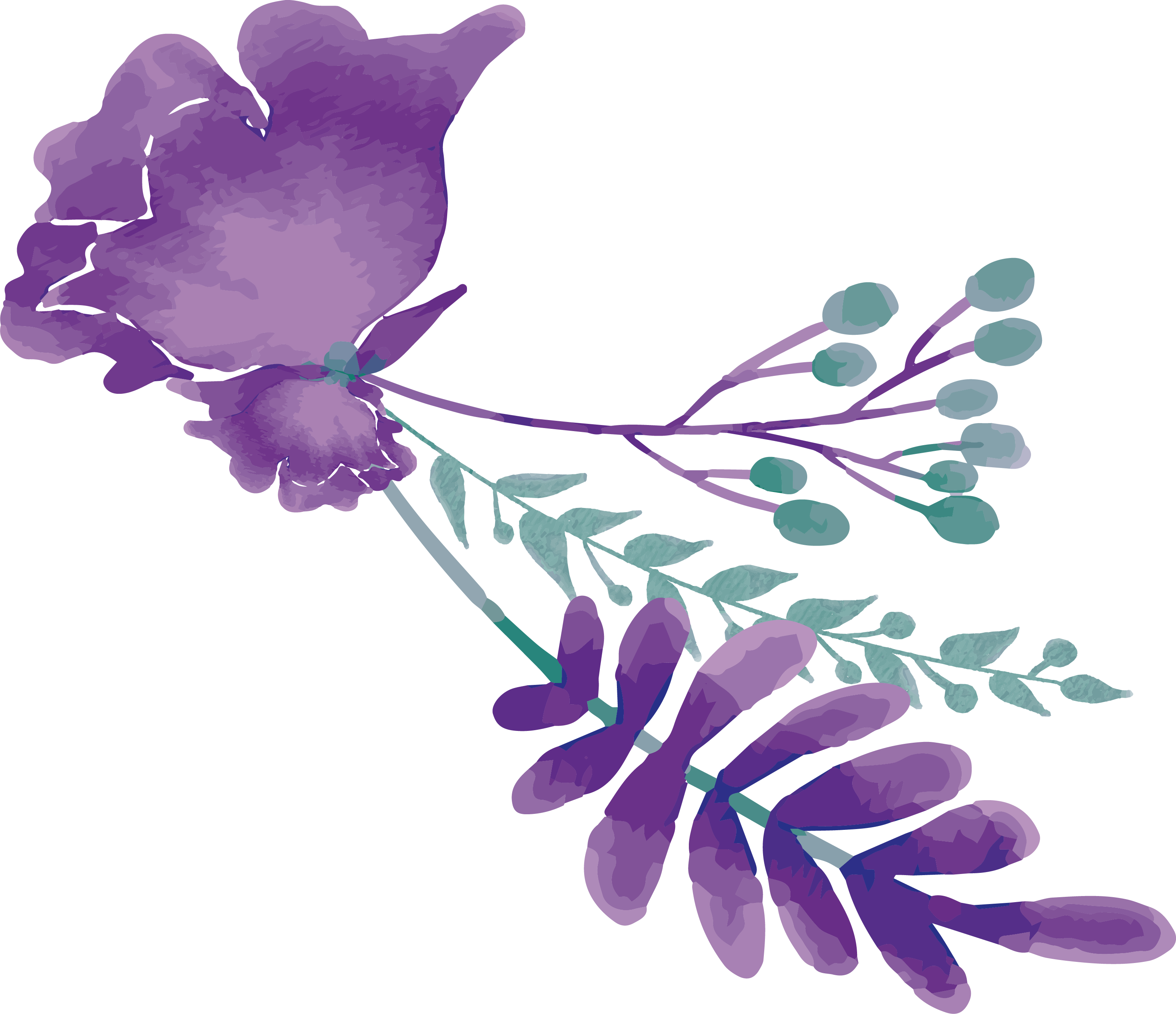 Purple Flowers Png - Watercolor Purple Floral Png, Transparent Png PNG with transparent background