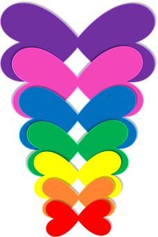 Abstract Rainbow Hearts Stack PNG with transparent background