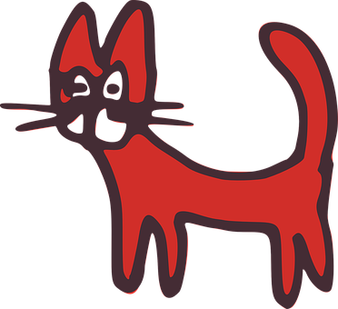 Abstract Red Cat Illustration