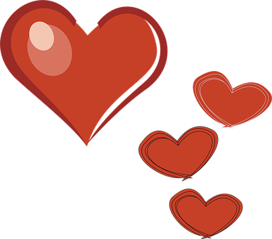 Abstract Red Hearts Design PNG with transparent background