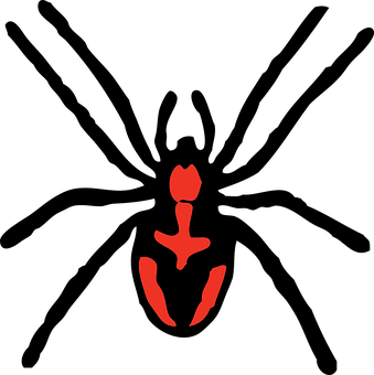 Abstract Red Spider Symbolon Black PNG with transparent background
