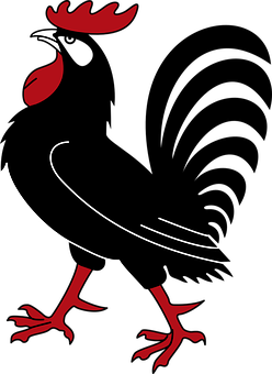 Abstract Redand Black Rooster Art PNG with transparent background