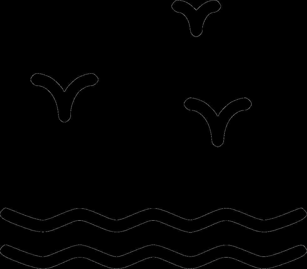 Abstract Seagulls Over Waves Line Art