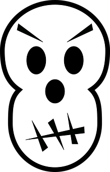 Abstract Skull Icon Blackand White PNG with transparent background