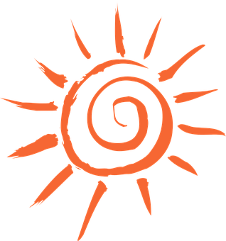 Abstract Sun Symbol Orangeon Black PNG with transparent background