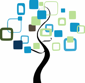 Abstract Treewith Colorful Rectangles PNG with transparent background